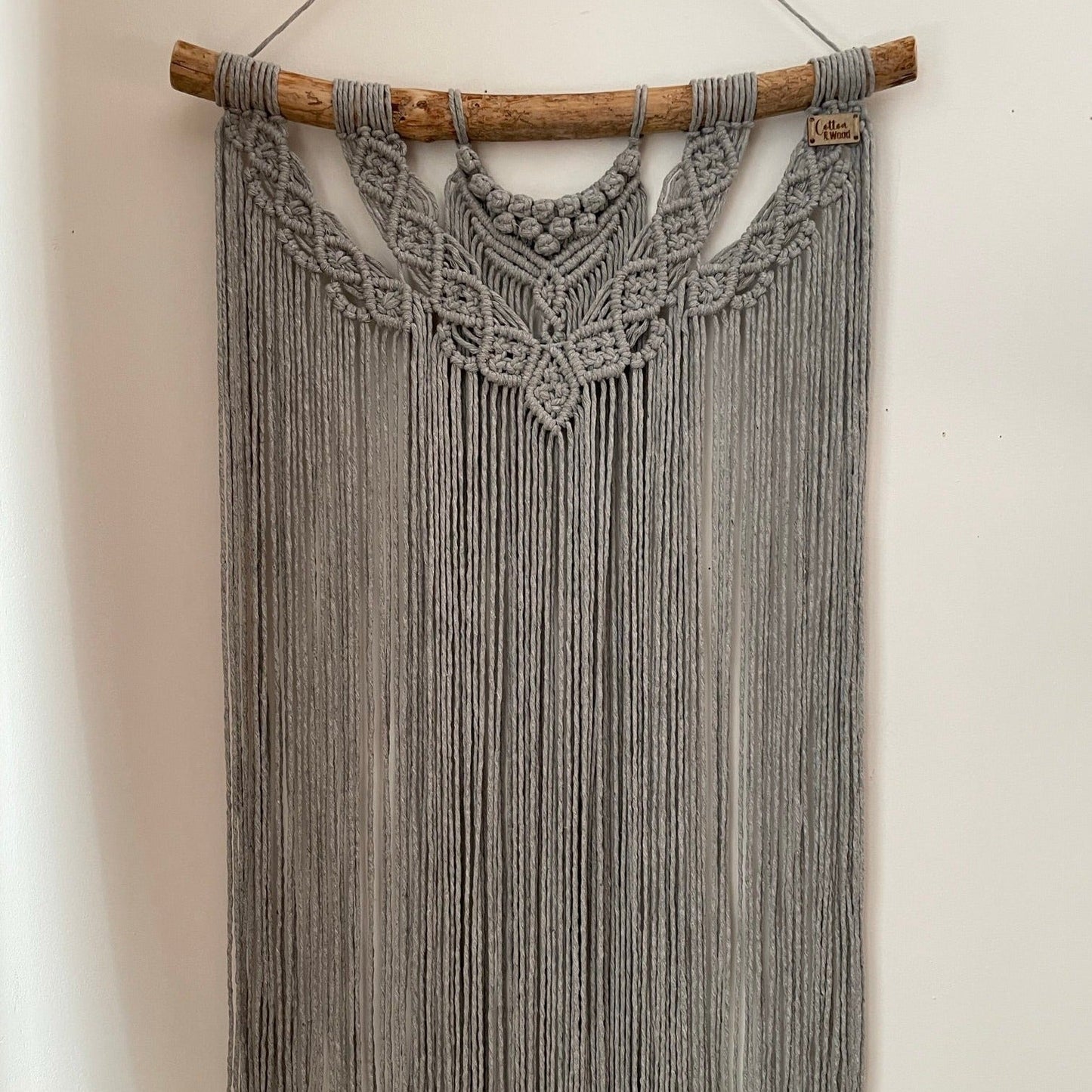 Väggbonad - handknuten makramé - Pulchra - Grå - Cotton & Wood