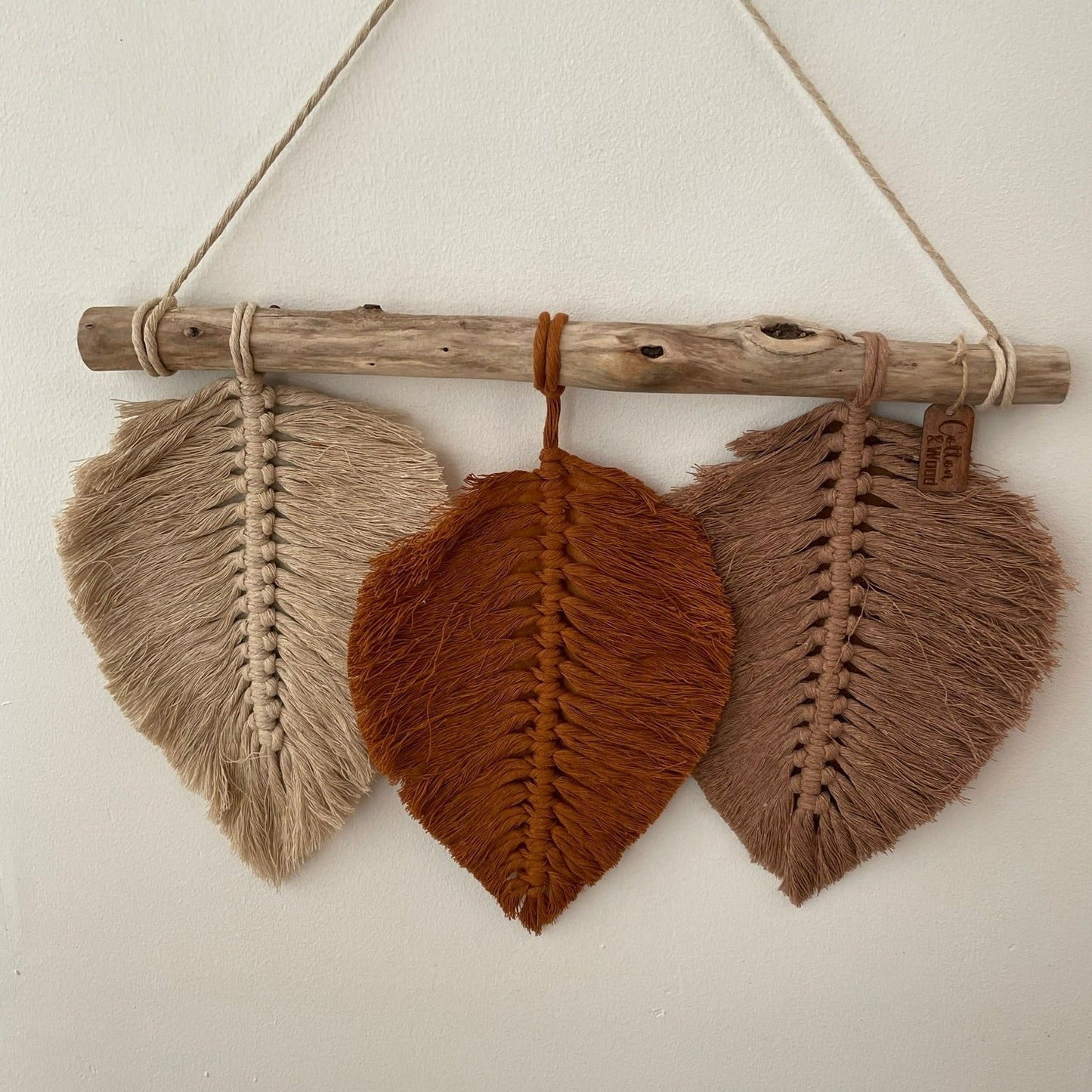 Handgjorda makramé-löv 3-pack - cottonandwood.se