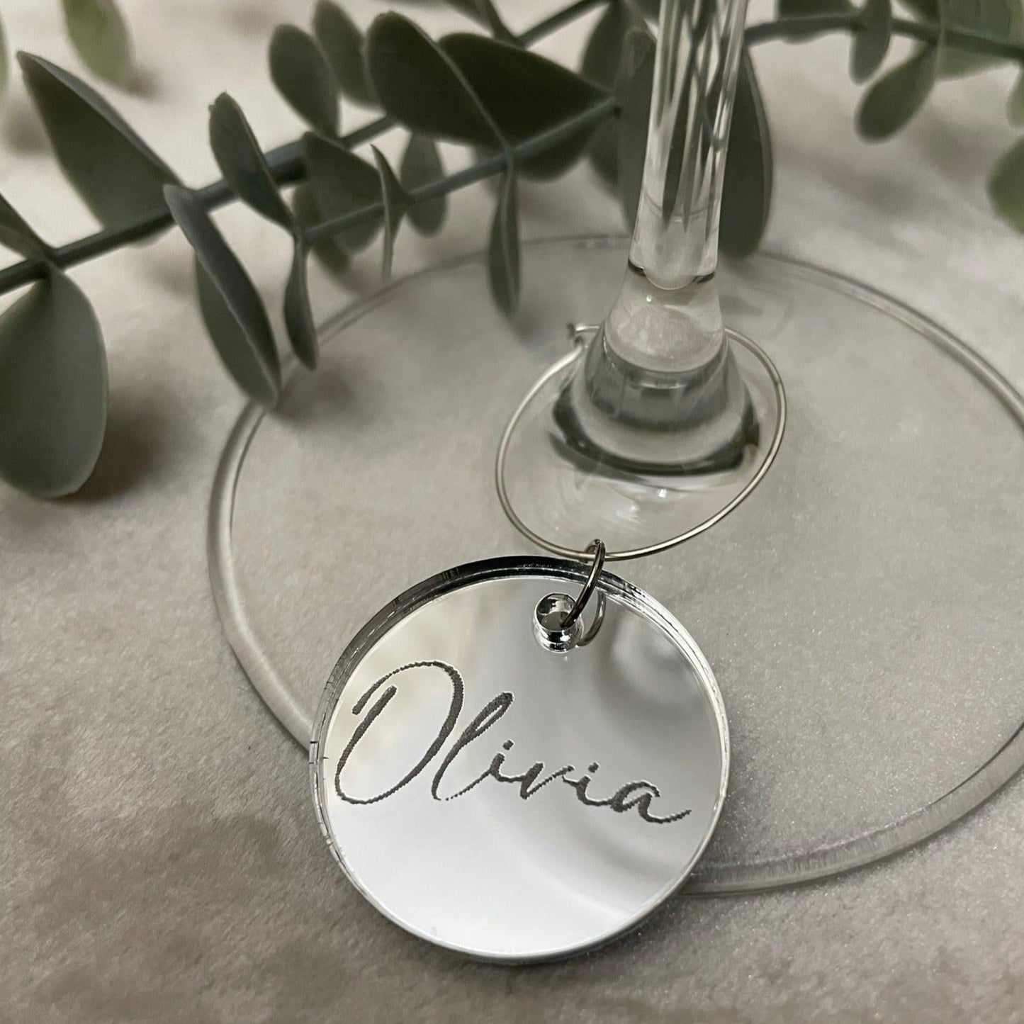 Personlig glasmarkör / glashängen i akryl - Silver - cottonandwood.se