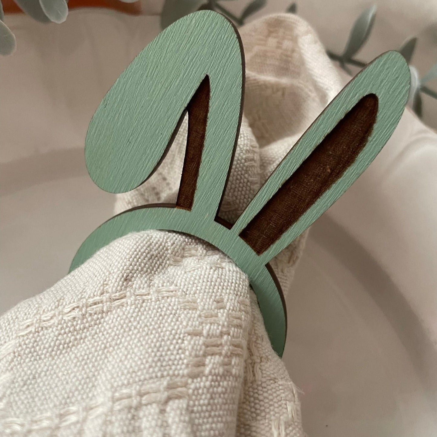 Servettring Påskhare - Mint - cottonandwood.se