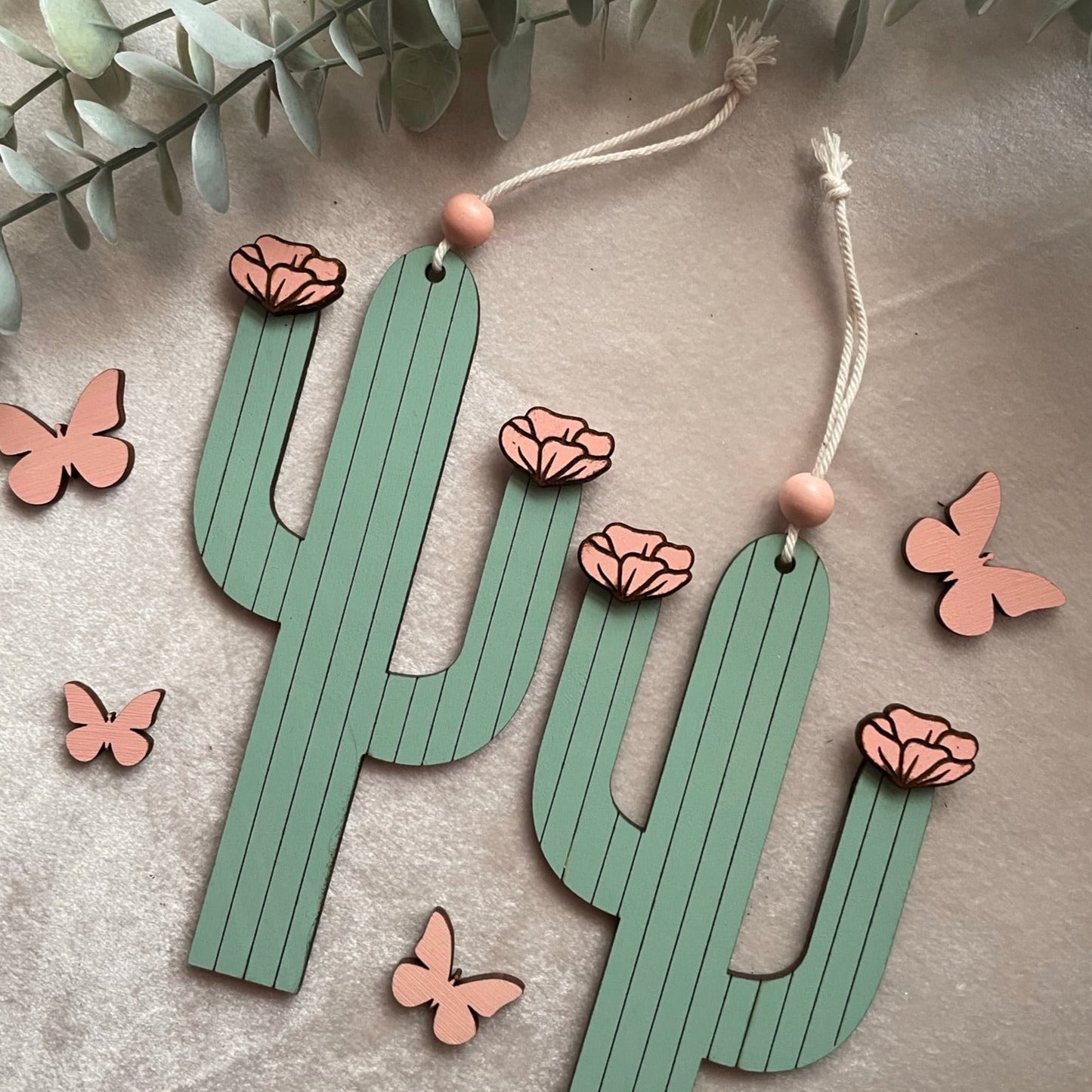 Väggdekoration - Kaktus - Ljus turkos/rosa - cottonandwood.se