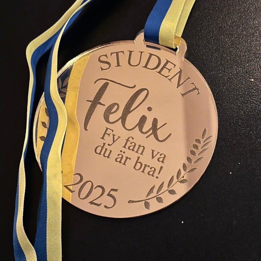 Studentmedalj - Guld/Blågult - Cotton & Wood