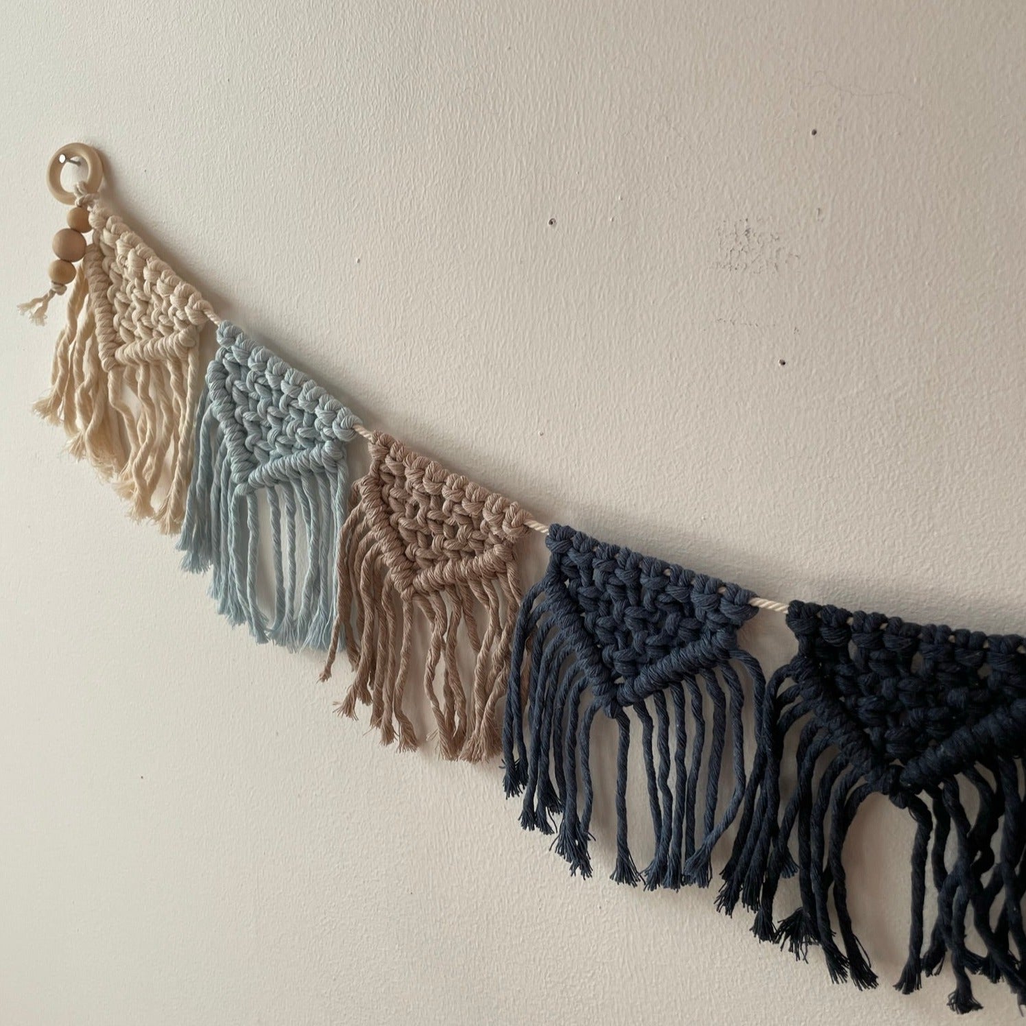 Vimplar Makramé - Naturvit/ljusblå/beige/blå/marin - Cotton & Wood