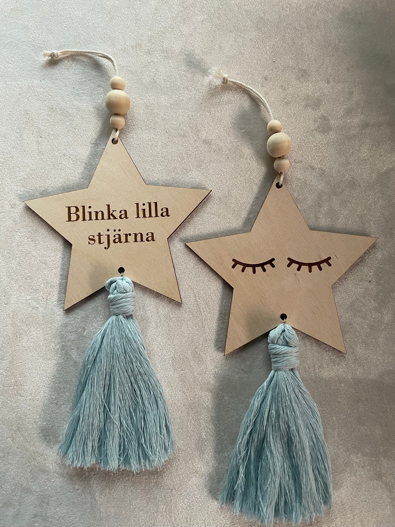 2-pack stjärnor "blinka lilla stjärna" - Ljusblå - cottonandwood.se