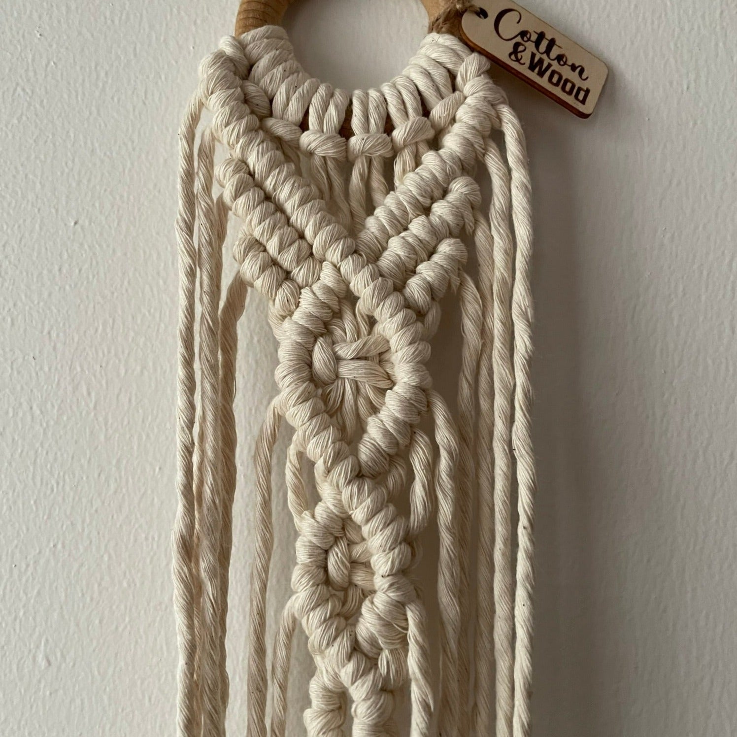Ampel - handknuten makramé - Naturvit - cottonandwood.se