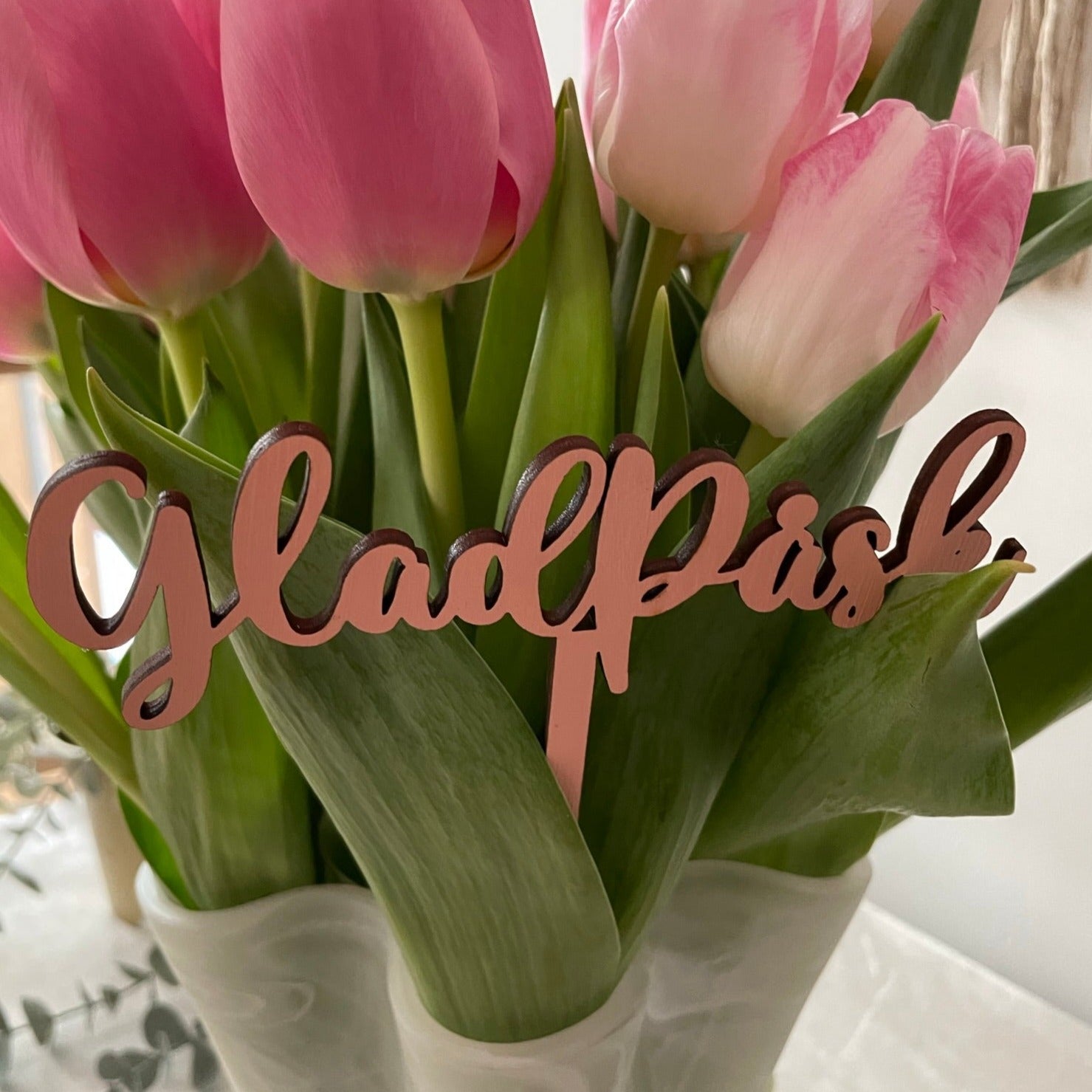 Blompinne "Glad påsk" - Ljusrosa - cottonandwood.se