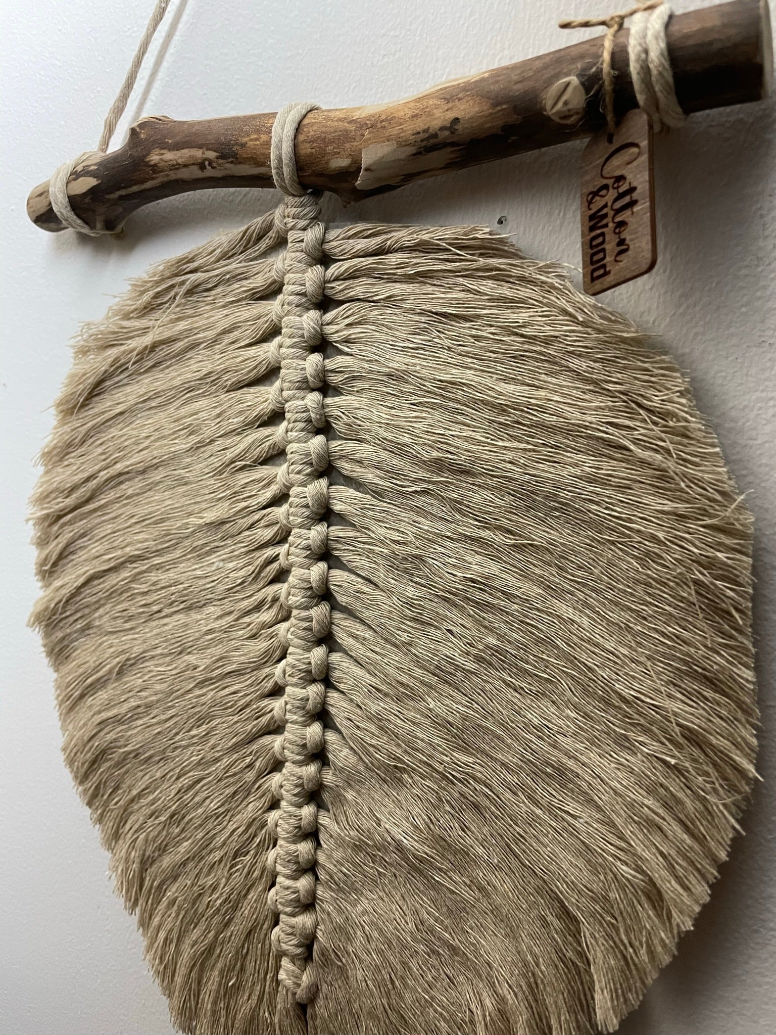 Handknutet Makramé-löv XL - Beige - cottonandwood.se