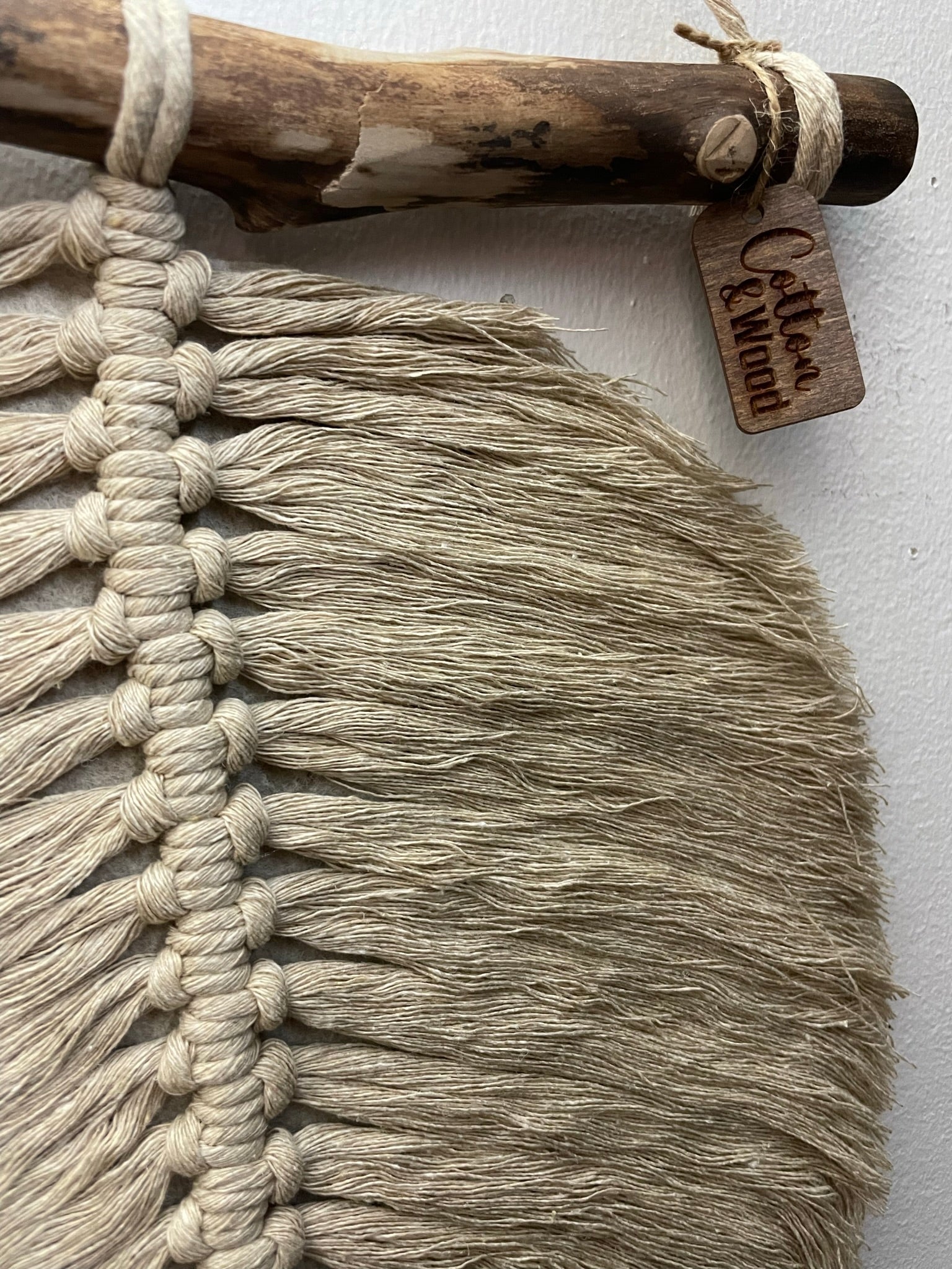 Handknutet Makramé-löv XL - Beige - cottonandwood.se