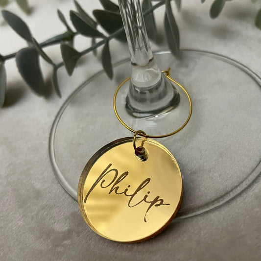 Personlig glasmarkör / glashängen i akryl - Guld - cottonandwood.se