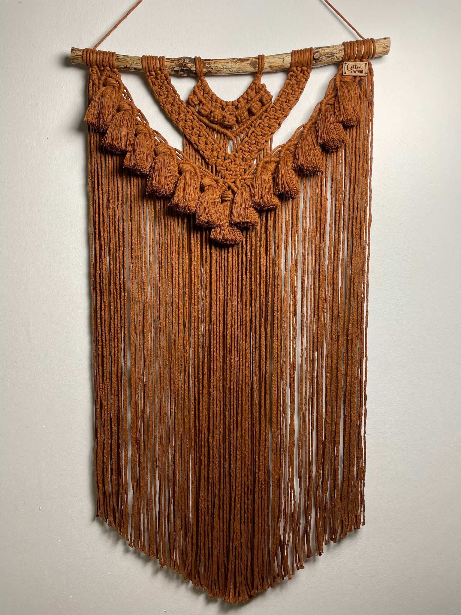 Väggbonad - handknuten makramé "Tardus" XL - Rost - cottonandwood.se